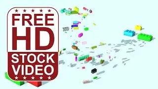 Free Stock Videos &ndash; colorful lego bricks falling and bouncing on white background 3D