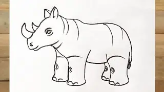 How to Draw a Rhino 🦏 | Rhino Drawing (Step by Step) 