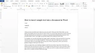 How to insert sample text into a document in MS Word