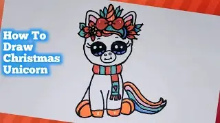 How To Draw Cute Christmas Unicorn Step By Step🦄🦄🦄🌲🌲🌲