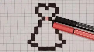 DIY Handmade Drawing Pixel Art | How to draw a cute Princess Wedding Dress | Draw with Me