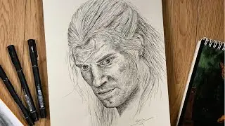 Drawing the Witcher: Geralt of Rivia(Henry Cavill) with Pen and Ink| How to Draw the Witcher