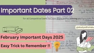 📅 Important Days of February 2025 with Themes & tricks || Study with Shalu
