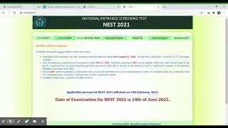 NEST Online Application form 2021 for Integrated MSc. courses  # Latest Update