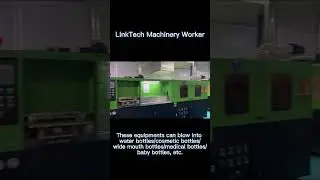 The standard process of workers operating the stretch blow molding machine, showing all the details