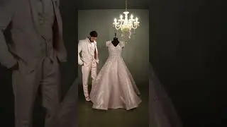 Metallic Tissue Peach Bridal Gown With Peach-Colored Italian Suit
