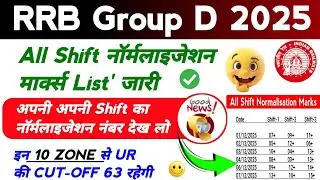 RRB Group D All Shift Normalisation Mark's List' Out 2025-26 | RRB Group D Expected Cut Off 