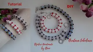 DIY Bratara tubulara din rondele fatetate / beaded crystals tubular bracelet tutorial