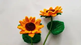 Cách làm hoa hướng dương/Hoa mặt trời bằng kẽm nhung - How to make sunflowers using a pipe cleaner