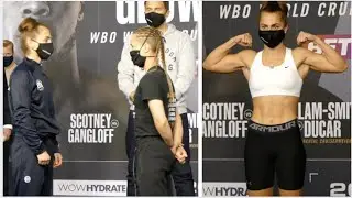 ELLIE SCOTNEY v MAILYS GANGLOFF OFFICIAL WEIGH-IN & HEAD-TO-HEAD / OKOLIE v GLOWACKI SKY UNDERCARD