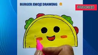 How to draw burger with emoji . Burger drawing tricks .Easy burger drawing .