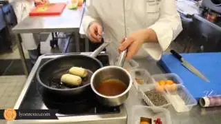 Recette du chef étoilé Christian Lherm : Escalopes de Foie Gras Chaud en Kadaif aux Trois Dômes