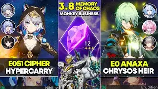 E0S1 Cipher Hypercarry & E0 Anaxa x Cyrene | Memory of Chaos 12 | Honkai Star Rail 3.8