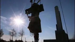 Skye Boat Song with bagpipes, following the Scottish coastline 
