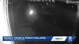 Front porch collapses after car crashes into Milwaukee home; 1 dead