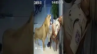 night cctv atm footage ajmer : lion attack police man