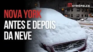 Veja antes e depois da tempestade de neve em Nova York