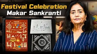 Festival Celebration &ndash; Makar Sankranti in Warli Art | Tribal Folk Painting Explained | Raj Adholiya