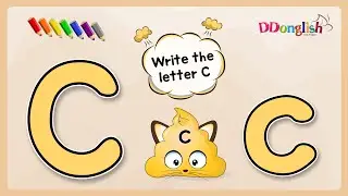 Learn to write the letter C with Cathy Cat | Alphabet writing practice for kids | ddonglish