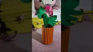 Handmade Cardboard Flower Pot | Best Waste to Home Decor Craft☘️🌸#diy#craft #art#shorts#trending