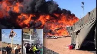 Chaos in Cyprus as migrants burn tents, clash with police and threaten to hang themselves as they co