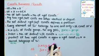 Group Theory lec#28 coset definition | cosets theorem examples #mathematics #ppsc #maths #afmathe