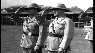 United States Marines wearing pith helmets march in Shanghai,China HD Stock Footage