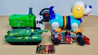 Unboxing Remote control tank,Cute dog run fast,R/C racing car f-1,Multi-function RECYCLE TRUCK R/C