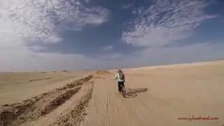 Bicycle trip through the desert Paracas National Reserve Peru