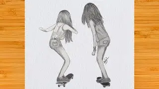How To Draw Girl With Skateboard || Skater Girl Drawing Tutorial || Pencil Sketch