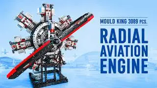 A Huge 7-cylinder Radial Aviation Engine from Bricks, 3089 pcs | Mould King 10233 | Speed Build