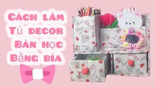 Cách làm tủ decor bàn học bằng bìa cát tông và giấy siêu dễ|Nora #craft #handmade #diy #xuhuong #fyp