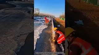 Installation of precast concrete median strips