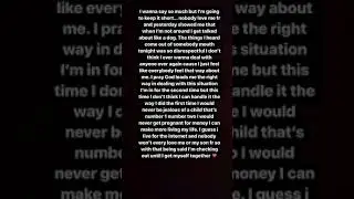 Janiameshell  venting on Ig about never finding someone to love her and her son kacey. #janiameshell