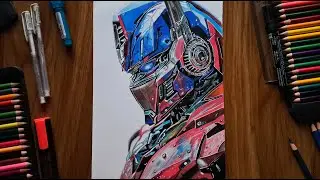 Draw The Optimus prime with colour pencil | The art Creation #optimusprime #drawing
