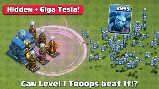 Giga Tesla Farm vs Raged Troops!! (Level 1) | Clash of Clans