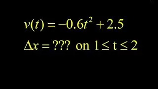 Calculate displacement by integrating a velocity function on a time interval.