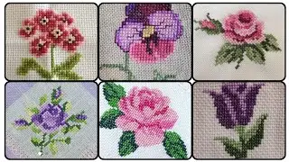 Beautiful flowers cross stitch embroidery design #2025 #crossstitchdesign 