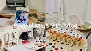 Beigeblast vlog 7 | desk setup, logitech mouse, Unboxing, Chen day, studying time lapse