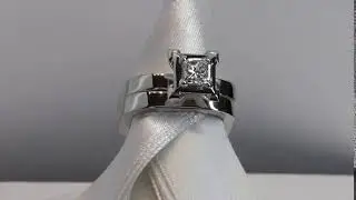 Princess cut diamond halo platinum rings
