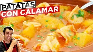 Calamares Guisados con PAPAS.😍🍲 Receta Fácil y Tradicional de patatas guisadas.