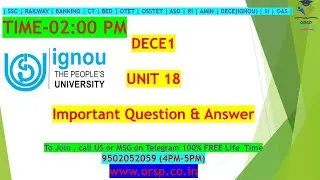 | 2.00 PM | DECE1 Unit 18 | Important Question | IGNOU | ORSP |