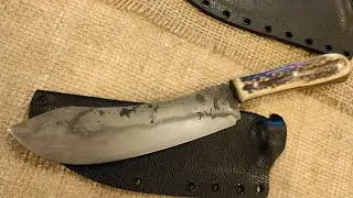 Large Hudson bay tradesman blade. C70 water quenched, deferential hardness, deer antlers, file work.