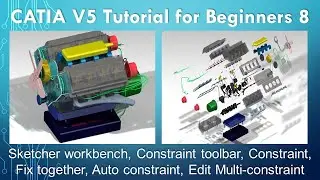 CATIA Tutorials - Constraint toolbar, Fix together, Edit Multiconstraint