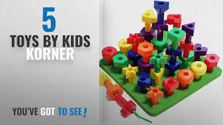 Top 10 Kids Korner Toys [2018]: Lacing Peg Board Building Toddler Toys | 36 pc Montessori Shapes
