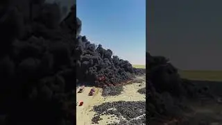 Tire scrapyard burning