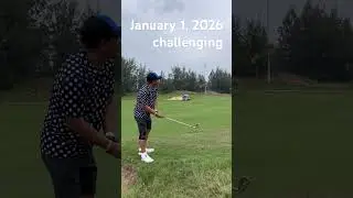 January 1, 2026 challenging Shot at the edge of bunker #golf #golfswing #golfer