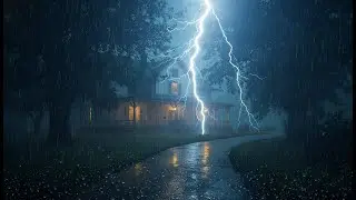 Heavy Rain & Thunderstorm Ambience | Cozy Forest Cabin Rain Sounds for Deep Relaxation and Sleep