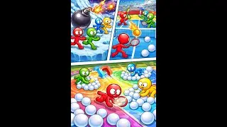 Stickman Party Ultimate Chaos 🎮❄️ | Bombs, Tennis & Snowball Fun  #usa #video #stickman