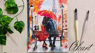 Rainy Day Painting/Acrylic Painting For Beginners/Step by Step